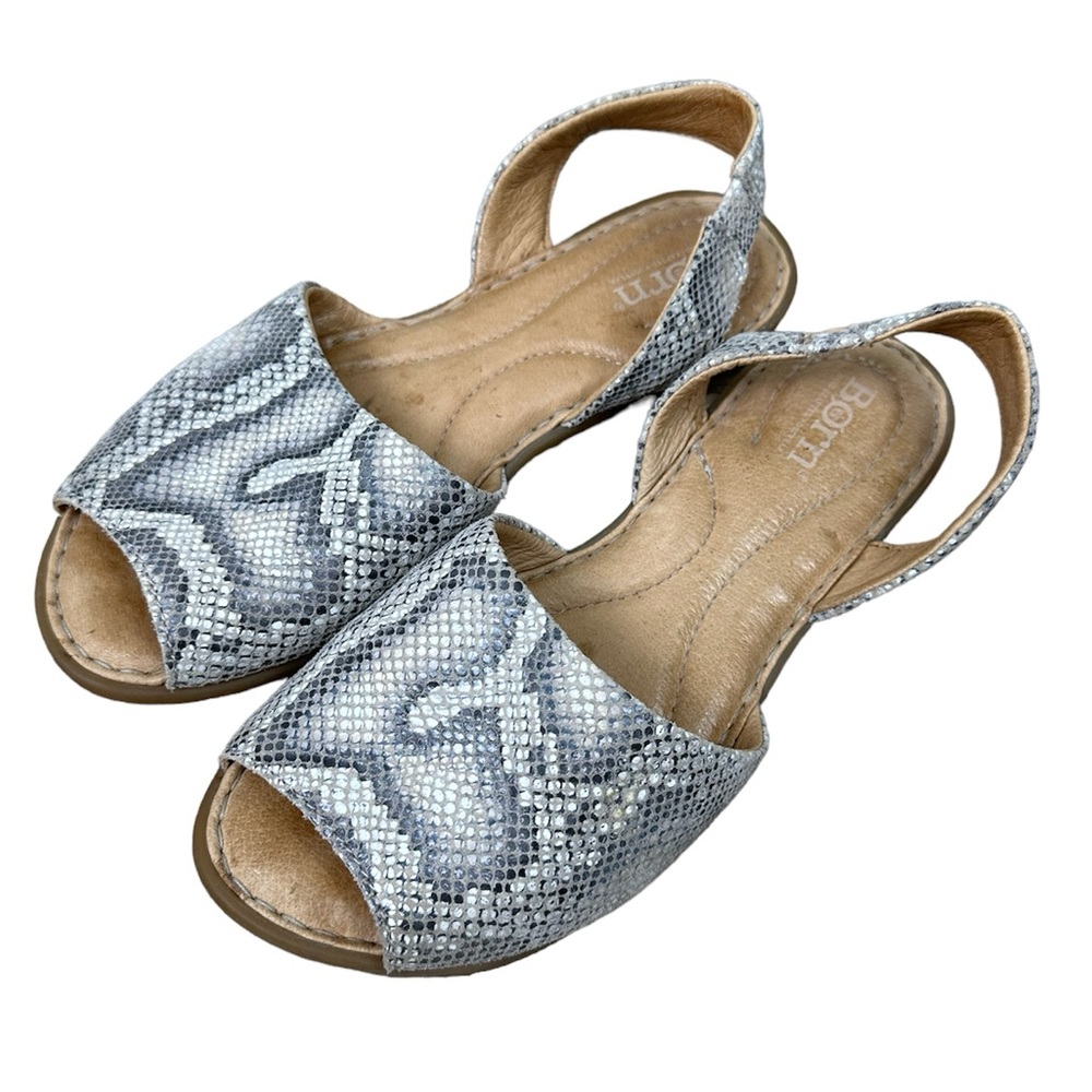 Born White Snake Skin Trang Leather Sandals Size 7